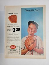Vintage Original 1964 Mickey Mantle & Son Rawlings BB glove 2-page 11x14 ad picture