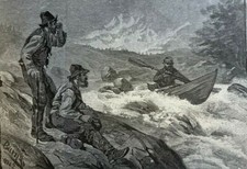 1881 Running Rapids of Upper Hudson River New York Horse Race illustrated picture