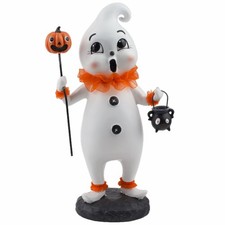 Ghoulish Marching Circus Ghost Halloween Figure Decor White Orange picture