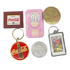 Vintage Coca-Cola Memorabilia Lot 1993 NCAA Final Four Tin Pin Keychains Coin picture