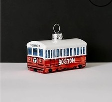 Boston MBTA Red Line Subway Car Glass Ornament picture
