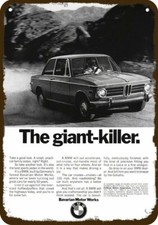1970 BMW 2002 Sports Car GIANT KILLER Vintage-Look DECORATIVE REPLICA METAL SIGN picture