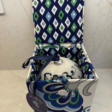 Vera Bradley Mediterranean White Glass Christmas Ornament picture