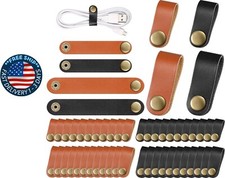 52 piezas de correas de cuero de PU para cables, organizador (negro, marrón) picture