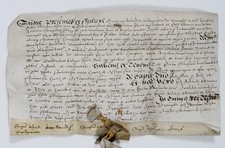 1592 Elizabeth I English Parchment Indenture Manuscript Deed Wax Seal picture