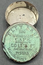 Civil War Era Eley Bros London Colt Pistol Percussion Cap Tin Empty Antique picture