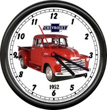 Licensed 1952 Chevy Pickup Truck Red General Motors Retro Sign Wall Clock picture