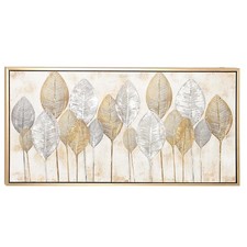 Cosmoliving By Cosmopolitan Canvas Leaf Framed Wall Art Silver Accents And Gold picture