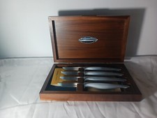 Towel Invictus Steak Knife set of 4 in walnut box with blue velvet New picture
