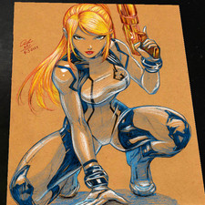 Zero Suit Samus Aran Super Metroid Art Print Signed 8.5x11 | Art by Keyeske picture
