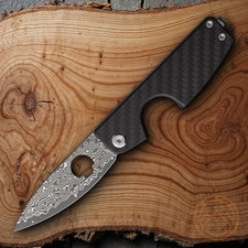 Daggerr Knives Cigar Folding Knife 2.75 Damascus Steel Blade Carbon Fiber Handle picture
