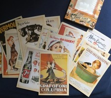 32 POSTCARDS - MINI Frameable ART - Repro VINTAGE ADs, People Eras 5.5