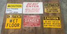 Vintage industrial Safety Warning Caution Danger signs lot of 6 collectible picture