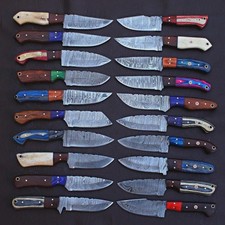 Mix Patteran 20Pcs Of Lot Handmade Damascus Steel 8Inch Skinner Knives W/Sheath picture