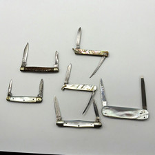 Antique Case Mother of Pearl Knife Lot Bradford PA Schrade Walden 6Pocket Knives picture