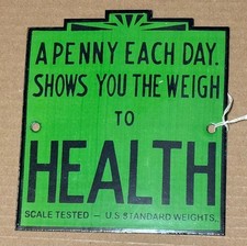 Vintage Health Penny Scale Porcelain Advertising Sign Apothecary Drug Store 6