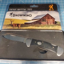 Browning Vintage Whitetail 2022 Lockback Folding Knife Collector Tin 6.1
