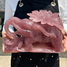 6.9LB Natural Strawberry quart Quartz Crystal Carved Elephant Reiki Gift C2915 picture