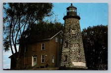 Postcard New York Rochester Charlotte-Genesee Lighthouse Exterior Chrome   P796 picture