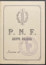 MOLLIA VERCELLI PNF GROUP VALSESIA GOVERNING PARTY CARD A.IV° 1926 picture