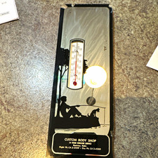 Antique Custom Body Shop Beatrice NE 24 Hour Wrecker Svc Advertising Thermometer picture