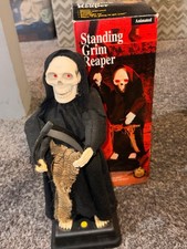 Vintage 1995 Gemmy Animated Standing Grim Reaper Halloween Decoration w Box picture