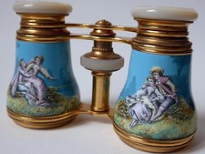1850's Fine Antique French Enamel Opera Glasses Theater Binocular Lovers scenes picture