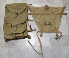 Original Vintage US ARMY WW2 Haversack MARKED Indianapolis Tent Awning 1942 picture